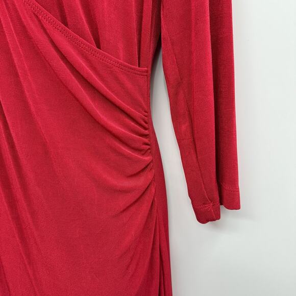 Chico's Travelers Slinky Knit Wrap Dress Size 1 = US M Red Classic Office Travel - Picture 4 of 11
